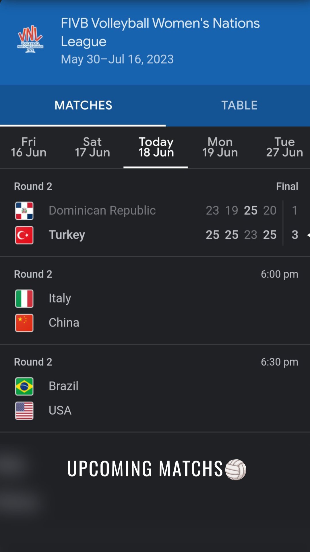 Upcoming matchs🏐